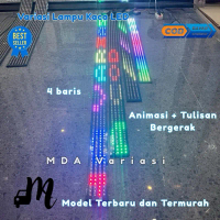 Lampu Kaca LED 4 baris Running Text/Tulisan + Wave Animasi Bus Car Truck