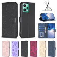 Wallet Flip Case Cover For Xiaomi Redmi Note 12 Turbo 12S Note12 Pro+ Plus 5G Note12 4G 3D Lucky Grass Protect Phone Cases Card