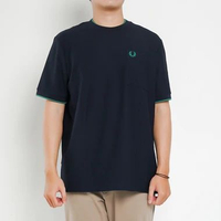 Kaos FRED PERRY TIPPED PIQUE GREEN NAVY TSHIRT 100% ORIGINAL Size L