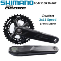 SHIMANO DEORE M5100 Crankset FC-M5100-2 Chainring 2x11 Speed 170MM/175MM 36-26T Crank For MTB Original Bicycle Bike Parts