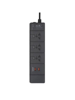 รางปลั๊กไฟ (3 ช่อง, 3 สวิตซ์, 2 USB, 5 เมตร, สีดำ) รุ่น PGU135G