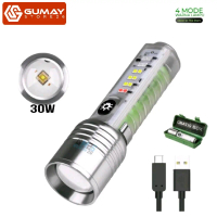 Senter Transparan Maghnet Zoom in out Cas 8 Mode Warna 30W Waterproof Flashlight 520A