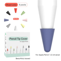 8PCS Tips Replacement for Apple Pencil 1st for 2nd gen Soft Silicone Nibs Cover Protection for Apple iPad Pencil 2 1 Nib Cover