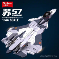 Air Force SU-57 Flanker Sukhoi SU-27 Heavy Fighter Fifth Generation Jet Fighter DIY Creative Military Building Blocks Boys Toys