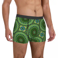 Mandala Style Art Underwear Abstract Peacock Medallion Design Print Boxer Shorts Trenky Men's Underpants Plain Boxer Brief Gift