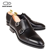 Uncle Saviano Double Monk Strap Luxury Men Shoes Genuine Leather Handmade Fashion Designer Business Dress Shoes for Men Original