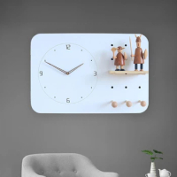 Pegboard Wooden Boards Shelf Rack Wall Art Meter Cover Modern Decorative Boards With Wall Clock Nordic Livingroom Decoration