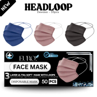 EURO HEADLOOP | Hijab Mask 50pcs Premium Headloop Face Mask Head Loop Ultra Soft Protective Mask