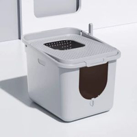 全城热卖 - 日本甄選頂入式貓砂盆超大號防外濺貓咪除臭前入頂出全封閉貓廁所