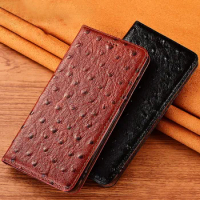 For OnePlus 9RT Ostrich Veins Genuine Leather Case Cover For OnePlus 3 3T 5 5T 6 6T 7 7T 8 8T 9 9R Pro Wallet Flip Cover
