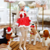 In Stock HASUKI CS003 1/12 Scale Christmas Suit Mini Cute Girl Red Dress Mesh Socks Model Fit 6'' Action Figure Body Dolls