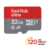 【最高折200+跨店點數22%回饋】SanDisk 32GB Ultra Micro SDHC A1 UHS-I 記憶卡120MB/s無轉卡