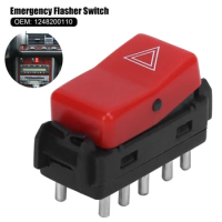 Warning Hazard Light Emergency Flasher Switch 1248200110 Red Replacement for Mercedes-Benz W124 W201 W202 Car Accessaries