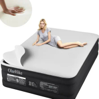 Signature Collection Queen Air Mattress with Built in Pump,18” Luxury Air Mattress with Silk Foam Topper for Camping
