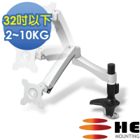 HE 鋁合金雙懸臂穿桌型懸浮式螢幕支架 - H20ATi (適用32吋以下LED/LCD)