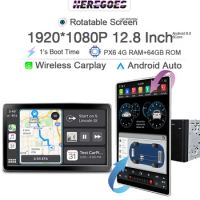 Carplay 12.8" Tesla Style PX6 DSP Android 6+128G Car Multimedia Player Rotatable Audio Stereo For universal radio 2din Autoradio
