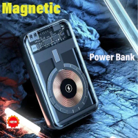 Hot Magnetic Power Bank 80000mAh Built-in 3wire Portable External Auxiliary Battery Charger Power Bank for Xiaomi Samsung IPhone