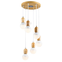 【Honey Comb】北歐風原木餐廳吊燈六燈(BL-51353)