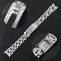 20mm Watch Strap Jubilee Watchband Silver Glide-Lock Buckle Stainless Steel Bracelet Watch Parts for Seiko 40mm SUB Watch Case
