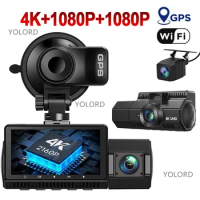 4K 2160P UHD Dash Cam Camera Car Dashcam GPS Wifi Monitor Night Vision Dvr Front and Rear Video Registrator Recorder