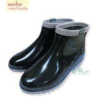Sanho 三和牌 MIT新素雅百搭短雨鞋/雨靴 休閒防水鞋(黑色/台灣製造 現貨)