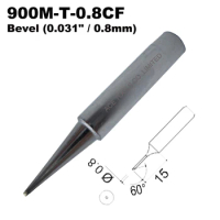 Soldering Tip 900M-T-0.8CF Bevel 0.8mm for Hakko 936 907 Milwaukee M12SI-0 Radio Shack 64-053 Yihua 936 X-Tronics 3020 Iron Bit