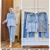 Baju cewek vivie set jeans celana muslim fashion perempuan dewasa cewek putri modern terbaru pakaian