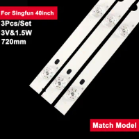 720mm 3V1.5W Square Lens Led Backlight Strip Bar For Singfun 40inch MS-L2271 40B570P 40B670P 40B680 40C4 40DF5 3Pcs/Set Tv Parts
