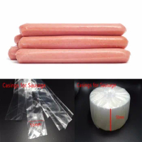 6PC Food Grade Casings for Sausage Salami Length:50cm Wide50mm Shell for Sausage Maker Machine Hot Dog Plastic Casing Inedible