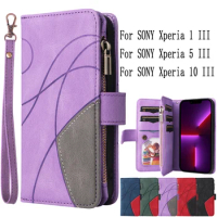 Sunjolly Mobile Phone Cases Covers for SONY Xperia 1 III , 5 III , 10 III Case Cover coque Flip Wallet for Xperia 10 III Case