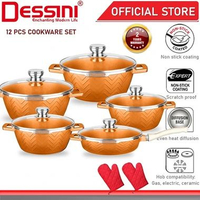 DESSINI ITALY WSB-12-S Peralatan Masak Aluminium Die-Cast Anti Lengket Panci Casserole Wajan Goreng