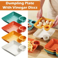 Plastic Dumpling Plates With Sauce Compartment Square Serving Plates With Sauce Holder Serving Platter Tray For Party Snack V3R2