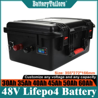 48V 30Ah 35Ah 40Ah 51.2V 52V LiFePo4 2000W Lithium Tricycle Ebike Battery Scooter Solar Storage UPS 50A BMS + 5A Charger