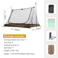 OneTigris Mesh Inner Tent 2-Person Camping Shelter with Waterproofed Tent Bathtub Floor for Tents Tarps Backpacking Hiking