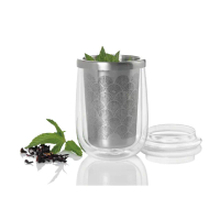 【AdHoc】德國雙層玻璃茶杯附不銹鋼濾茶器(耐熱雙層玻璃杯+泡茶器)