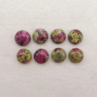 8Pcs Natural Ruby And Zoisite Cabochons 10x5mm Semiprecious Stone Beauty Jewelry Earrings Rings Necklace Accessory