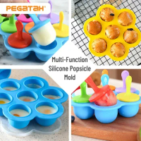 7 Holes Ice Cream Mold Children's Popsicle Mold Food Supplement Box Silicone Ice Tray Ice Lolly Mold Fruit Shake Accessories