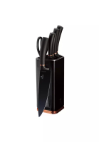 Berlinger Haus Berlingerhaus 7 Pcs Stainless Steel Knife Set with Stand - Black Rose Metallic Line