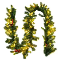 Costway 6ft Pre-lit Hinged Christmas Tree w/ 777 Glitter Tips &amp; Pine Cones