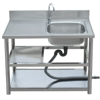 廚房簡易不鏽鋼水槽單槽帶支架工作颱一體颱麵洗碗池出租房洗菜盆