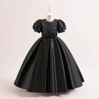 Dress Anak Perempuan Mewah Warna Hitam Pink Merah Hijau Biru Tua Biru Muda Ungu Gaun Pesta Panjang A