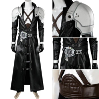 Halloween FF7 Rebirth Sephiroth Cosplay Outfit With Armor Straps Adult Men Costume