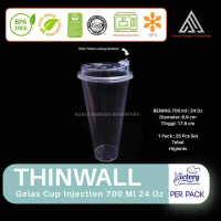 Thinwall Victory Gelas Cup Injection 24 Oz 700 Ml Plastik Pack 25 Set Pasti Ori