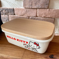 真愛日本 不鏽鋼琺瑯保鮮盒附天然木蓋 kitty 凱蒂貓小熊牛奶白 琺瑯保鮮盒 食物盒 分裝盒 保鮮盒