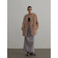 Lamb Wool Leather Fur Coat Winter Fur Coat for Women