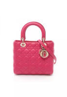 Christian Dior Pre-Loved Christian Dior LADY DIOR lady dior Canage Handbag leather pink 2WAY