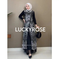 Kaora Outer Tille Payet Brukat Lengan Kutung Outer Tanpa Lengan Cardigan Brokat Payet Mutiara Outer