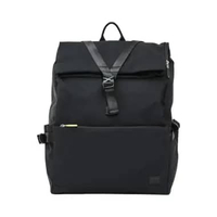Mandarina Duck Y-LITE Roll Top Backpack with Buckle Black Black
