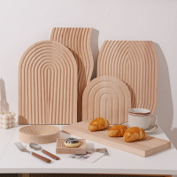 實木展示水波紋托盤收納北歐面包蛋糕板櫸木餐盤茶盤拍照道具擺件