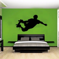 Skateboarder SILHOUETTE Street POP Sport Wall Art Sticker Decal Side Kick Stencil Children Kids Bedroom Decor
